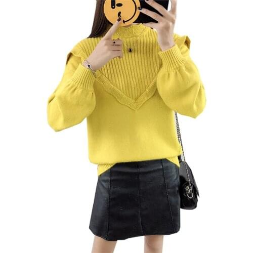 Sweater Women Autumn And Winter 2019 Korean Loose Solid Color Irregular Collar womens Sweaters And Pullovers Vestidos LXJ452