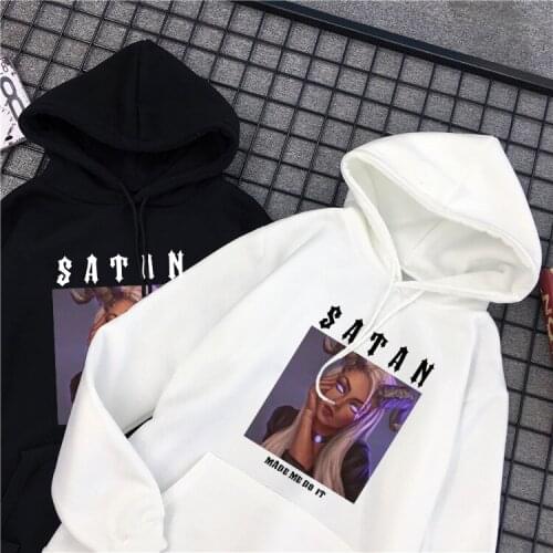 THE ANGELS PROTECT ME THE DEMONS RESPECT ME hooded sweatshirt Harajuku Gothic casual Satan Made Me Do It demon women sweatshirt