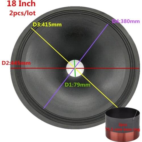 2Pcs 18 Inch Speaker Paper Cone Three Fold Line Cloth Edge Thickened Paper cones 445mm / 415mm / 380 / 79mm Bass Accessories