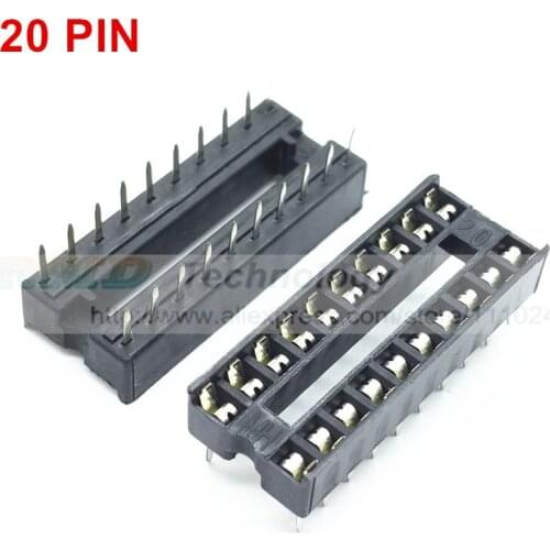 20pin ic seat 20 pin 2.54 mm PIN Pitch ic socket chip base ic sockets slot 50pcs/lot free shipping
