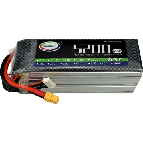 6S 22.2V 5200mAh 75C Burst 150C RC Helicopter LiPo Battery 6S For Airplane Drone Aircraft Quadcopter Batteries LiPo 22.2V