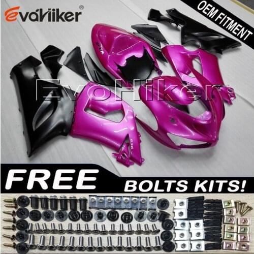 ABS Plastic Bodywork Set for ZX6R 2005 2006 ZX 6R 05 06 pink black ABS plastic motor panels kit