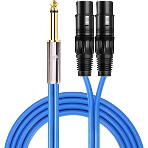 Quality Audio Cable TS Jack 1/4" to 2 XLR Female for Guitar Amplifier 6.35mm to Dual 3 Pin XLR F OFC Cable 1M 2M 3M 5M 8M 10M