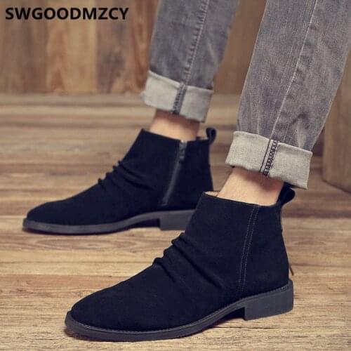 Desert Boots Black Genuine Leather Boots Men Winter Shoes Men Snow Boots Formal Shoes Men Heren Schoenen Botas Hombre Invierno