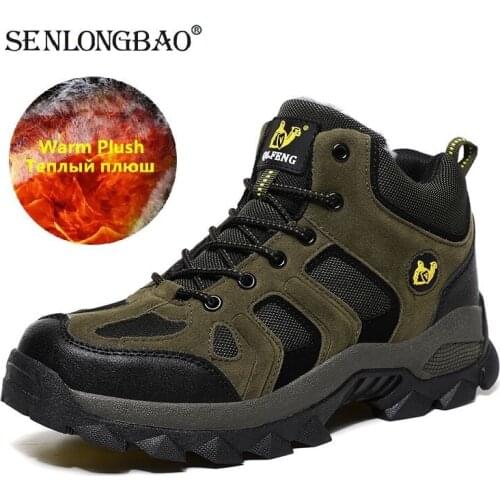 Brand Men Boots Warm Plush Snow Boots Outdoor Non-slip Hiking Boots High-top Waterproof Sneakers Mens Winter Boots Size 36-48