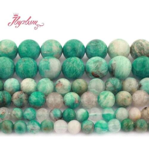 6.8.10.12mm Round Ball Beads Smooth Green Amazinte Natural Stone Spacer Loose Beads for DIY Necklace Bracelet Jewelry Making 15"