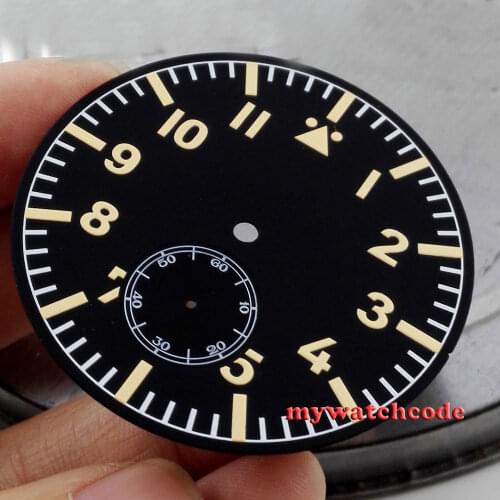 47.5mm sterile black Dial fit Unitas ETA 6498 ST movement Watch D15