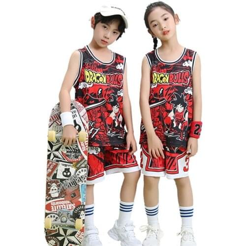Kids Child Dragon Ball Sports Summer Childrens Boy Girl Fashion Sleeveless Basketball Uniform