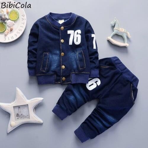 Toddler Boys Clothing Sets Boys Suits Denim Jeans + Coats Kids Children Casual Clothes Suit Small Children Clothing Set
