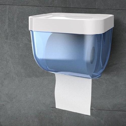 Punching-free Visible Toilet Paper Box Tissue Holder with Phone Stand Serrated Cutter Toilet Paper Rack for Roll Paper X