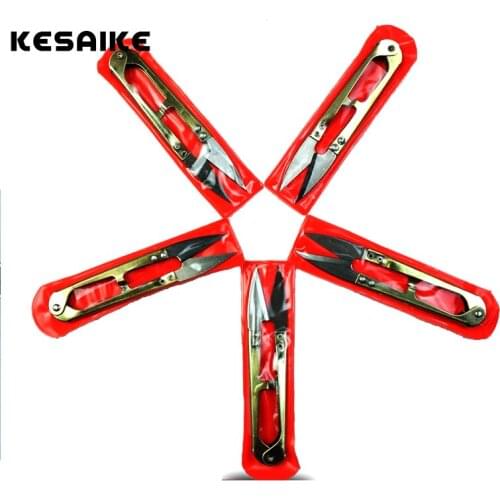 KESAIKE 2Pcs Hot Sale Stainless Steel Fish Use Scissors Accessories Folding Fishing Line Cut Clipper Fishing Scissor Tackle