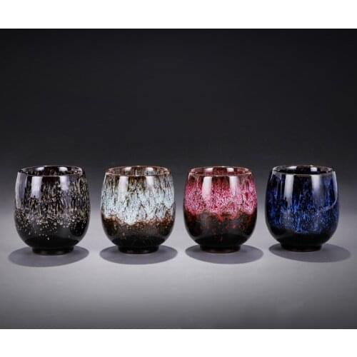 Chinese Tenmoku Glazed Tea Cup Ceramic Teacup 150ml Big Size Tasting Tea Cup Drinking Beer Coffee Wine Whisky Mug