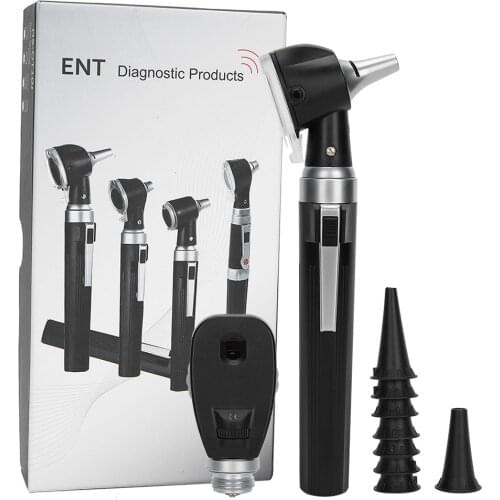 Ear Cleaner Fiber Optic Ophthalmoscope Otoscope Set LED Ear Eye Examination Devices Tool Kit Health Care Otoscope Set