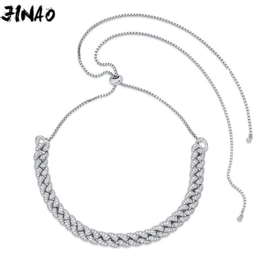JINAO NEW AAA CZ HIP HOP plated High Quality Miami 10mm Cuban Chain Iced 8inch With 24inch Tail chain Necklace Jewelry