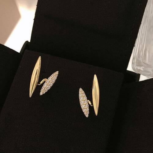 Miuoxion Retro Geometric Leaves Zircon Mini Earrings Personality Jewelry For Women Feature Namour Charm Gift All Seasons