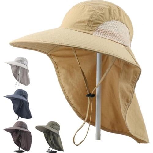 Mens and womens outdoor sunscreen water-repellent hat devil hat sunshade UV-resistant fisherman hat shawl outdoor hat