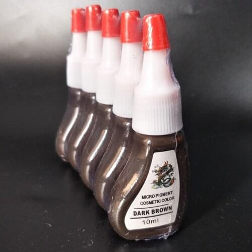 5Pcs 10ml Permanent Makeup Micropigment Tattoo Ink Set Pigment for Eyebrow Eyeliner Art Light Coffee RED Pink Black Colors