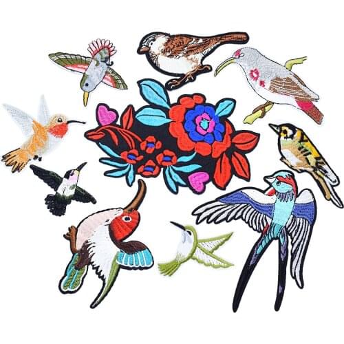 Birds flower patches for clothing iron on patches for clothes badges clothes iron-on parches applique patches for jeans 10pcs