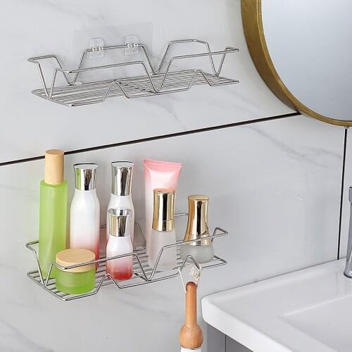 Wall Mount Bracket Kitchen Organizer Bathroom Corner Storage Rack Box Spice Jar Cabinet Shelf Stainless Steel Accessories