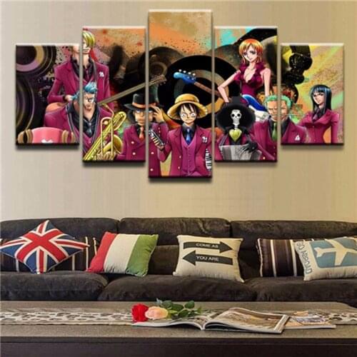 5 Panel Poster Japan Anime Characters Modular Pictures Oil Painting Wall Art Canvas HD Print Decoration Living Room Home Decor