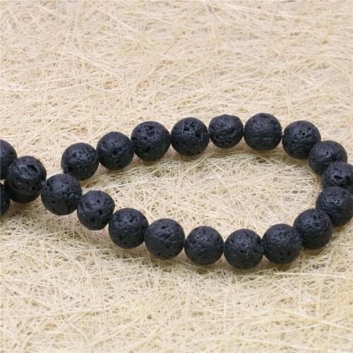 Natural Stone Black Lava Volcanic Stone Round Beads 6/8/10/12mm Negative Ion Radiation Protection Womens Jewelry 15inch Y834