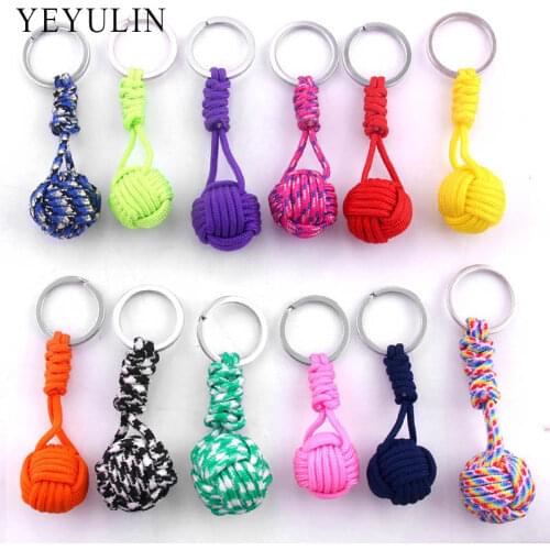New Design Paracord Keychain Lanyard Fist Knot High Strength Parachute Cord Self-defense Emergency Survival Tool Key Ring