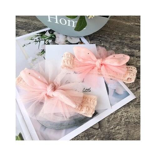 Cute mesh bow headband Double Layer Rabbit Ears headband Girls Headwear Korean version of non-slip hair accessories