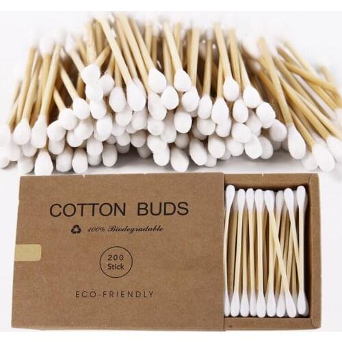 100/200 Pcs Double Head Cotton Swab Disposable Ear Nose Clean Lips Eyeliner Eyelash Extension Glue Removing Tool Beauty Makeup