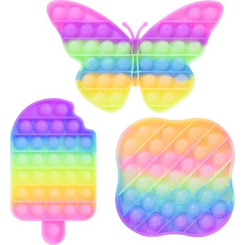Rainbow Fidget Toys Push Fidget Sensory Toy,Autism Special Needs Silicone Stress Novelty Gifts For Girls Boys Kids Adults