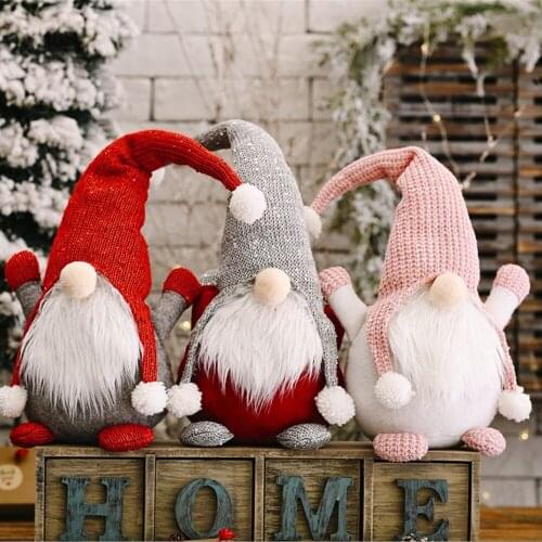 Christmas Knitted Hat Faceless Doll Christmas Decorations for Home Christmas Gnome Ornament Xmas Gifts New Year Decor 2021 kerst