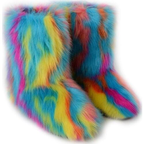 2020 Winter Furry Boots For Women Snow Boots With Bag Luxury Fur Headband Winter Boots For Women Fur Shoes High Boot