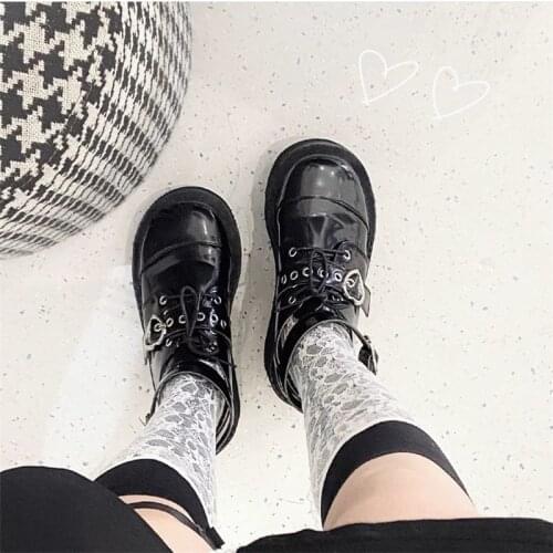Mid Heel Gothic Lolita Punk Shoes Black Goth Platform Jk Harajuku Dark Girl Japanese Uniform Lolita Anime Cosplay Women Shoes