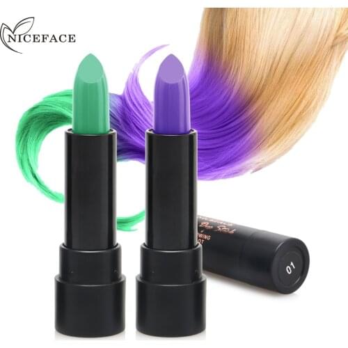 Niceface hair wax stick green blue black yellow pigment quick temporary hair dye long lasting stable hair colour bar QB050