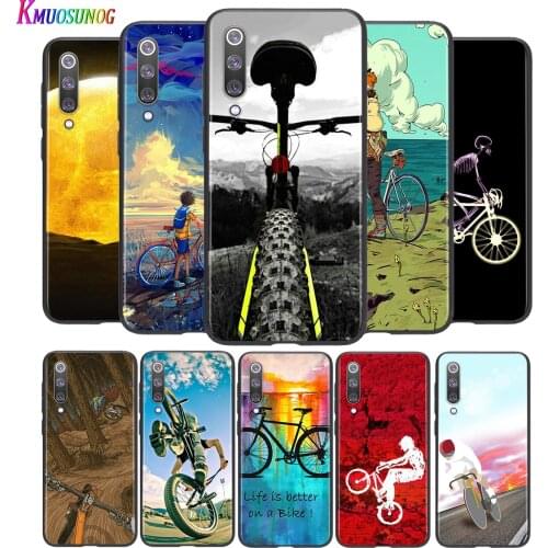 Bright Black Cover Bike Cycling Art For Xiaomi Mi Poco M2 Note 10 9 8 Pro Play Mix 3 F1 Lite 5G Phone Case