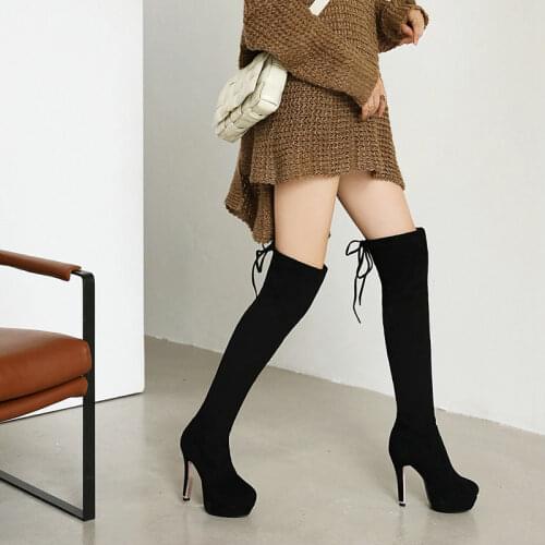 Thigh High Boots Women Extreme High Heel Boots Women Fashion Sexy Over The Knee Boots Leather Fetish Shoes Lady Plus Size 48