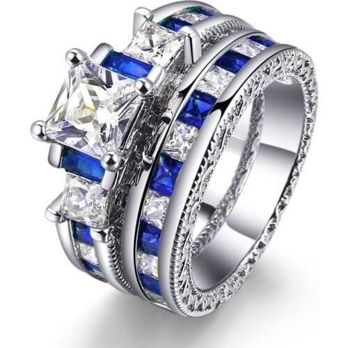 Carofeez Fashion Women Ring Set Wedding Jewelry Accessories Gift Engagement Geometric Zircon Rings For Women