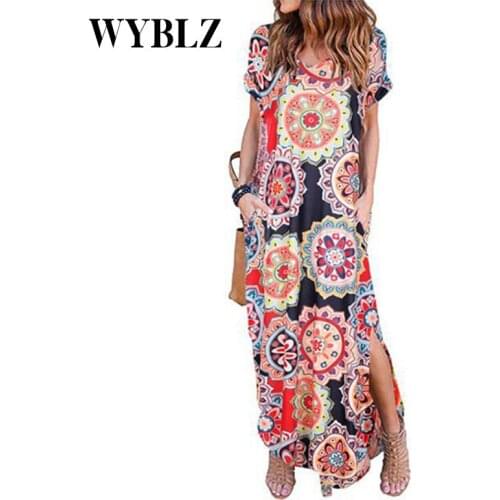 Sexy Summer Women Dress Plus Size 5XL 2021 Casual Short Sleeve Floral Maxi Dress For Women Long Dress Free Shipping Lady Dresses