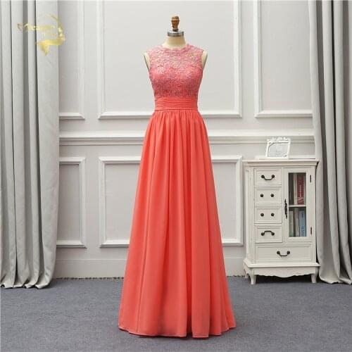 Jeanne Love Long Evening Dress 2020 New Arrival Open Back Lace High Orange Party Robe De Soiree Vestido De Festa OL5246 Bodice