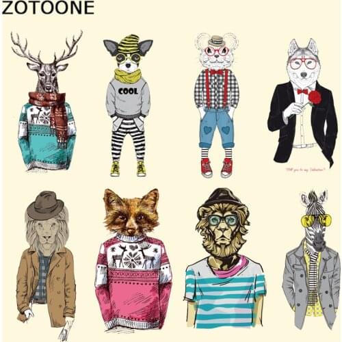 ZOTOONE Iron on Transfer Fox Lion Deer Patches Sticker Applique Animal Patch for Clothing DIY Stickers on Clothes for T-shirts