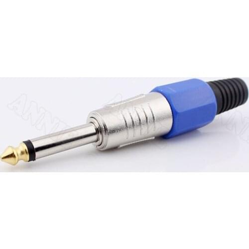 10pcs High quality microphone plug 6.5 microphone plug 6.35 mono plug Switzerland 6.5 plug blue