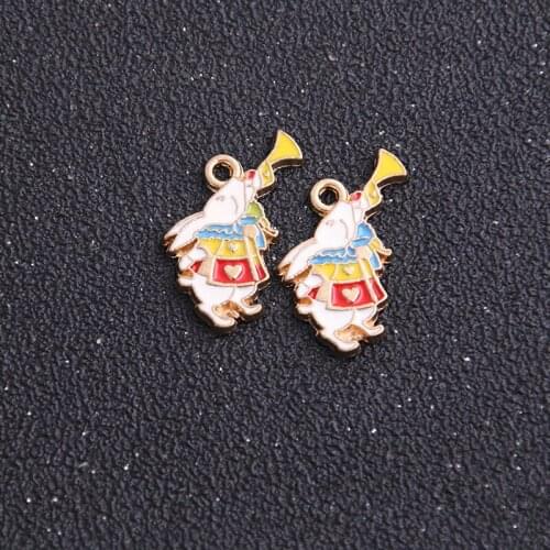 2pcs 14*25mm Alloy Metal Drop Oil Animal Rabbit Charms Pendant For DIY Bracelet Necklace Jewelry Making