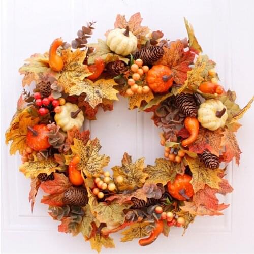 30/40/55cm Rattan Berry Maple Leaves Wreath For Thanksgiving Days Decor Wall Flower Wreath Autumn Christmas Decoration For Home