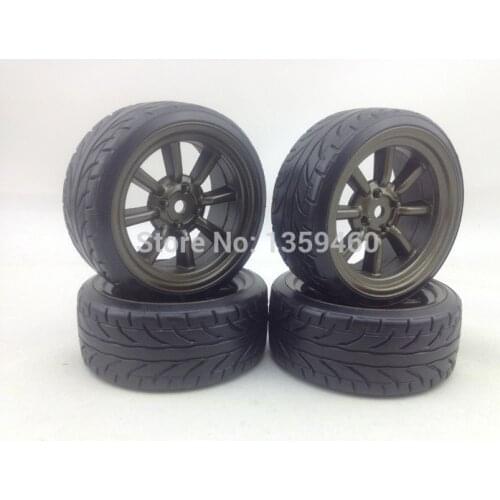 4pcs RC Hard Pattern Drift Tires Tyre Wheel Rim 8spoke W8S3BR 3mm offset (Painting Brozen) fits for 1:10 Drift Car