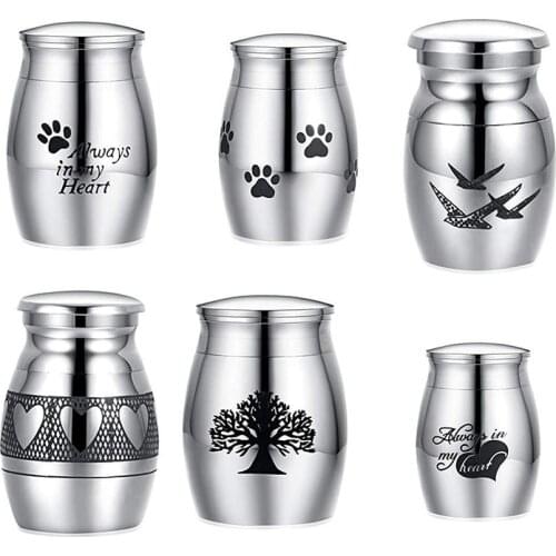 40*30mm Custom Made Steel Mini Urns For Human Ashes Casket Small Jar Can Open The Waterproof Urn Jar Metal Memorial Pet Ashes