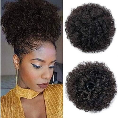 Afro Puff Synthetic Hair Bun Chignon Hairpiece For Women Wig Drawstring Ponytail Kinky Curly Clip in Extensions Pony Tail
