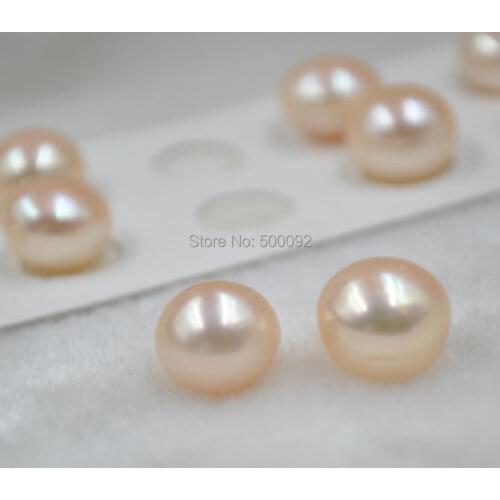 Free shipping 2 PCS ( 1 PAIRS ) 10.5-11mm half drilled button freshwater pearl