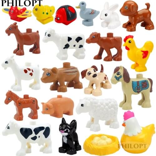 Big Building Blocks Cute Ocean Zoo Farm Animal DIY Accessory Educational Toys For Children Compatible With Big Size Brick