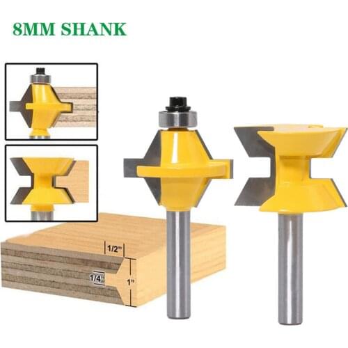 2pcs 8MM Shank 120° Panel Knife Router Bits Set Shaft Flute Tenon Milling Cutter for Wood Woodworking Cutters CNC