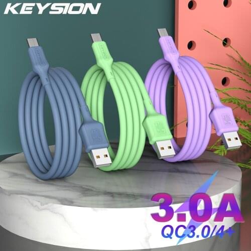 KEYSION Liquid Silicone Type C Cable for Samsung S21 S10 Note 20 Data Charge USB C Fast Charging Phone Cable for A52 A72 A51 A71