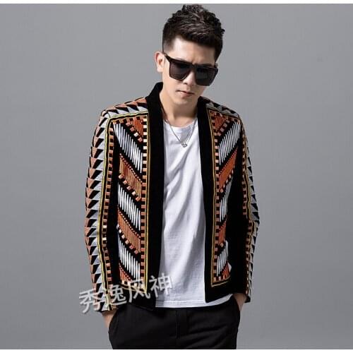Ethnic Style Suit Imported Velvet Embroidered Men Jacket Korean Fashion Trend Nightclub Male Singer Performance Casual Coat